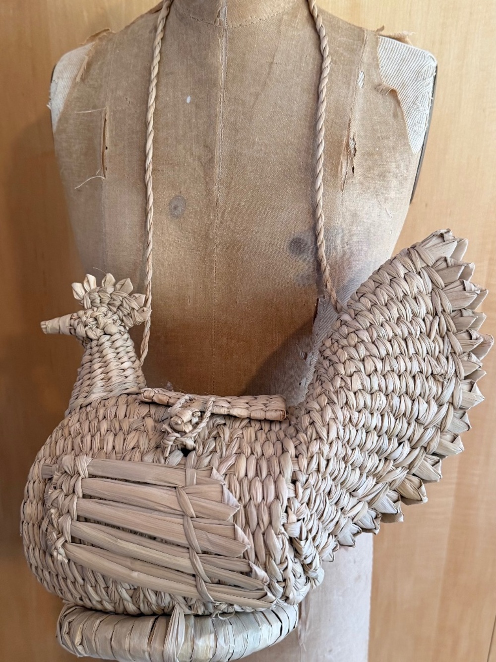 Hand-Woven Chuspata Fiber Hen Basket Handbag Made in Mexico